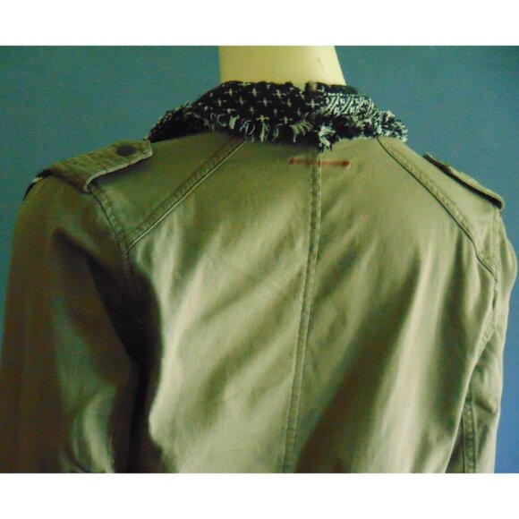 Hei Hei Anthropologie Military Olive Black White Tweed Knit Anorak Jacket XS - Picture 8 of 11